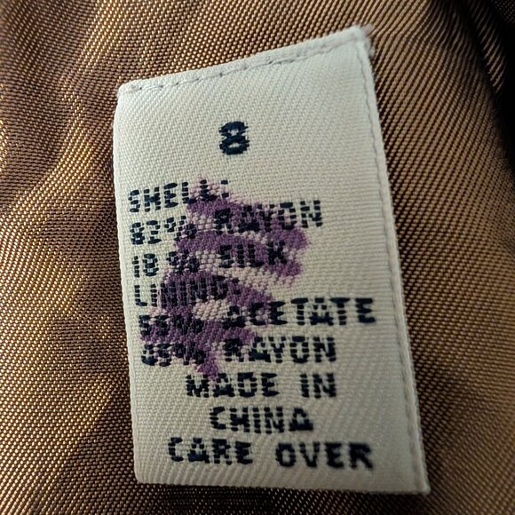 Vintage Ann Taylor Size 8 Brown Velvet 5 Button Pockets Lined Blazer Jacket - Picture 9 of 10